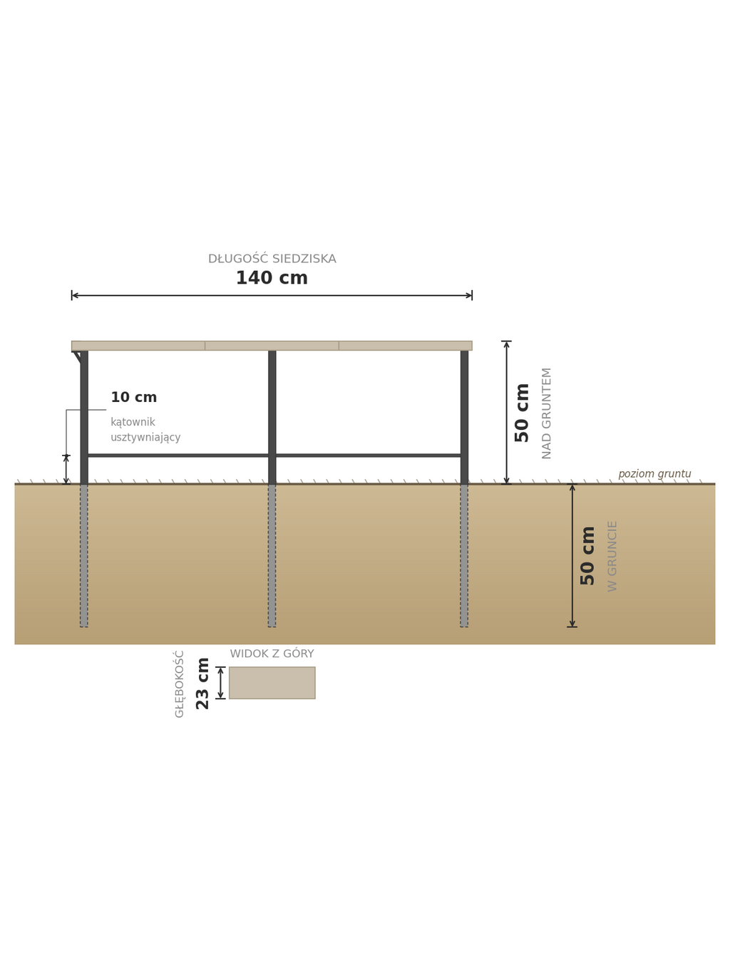 Ławeczka cmentarna PREMIUM 140 cm — stal nierdzewna