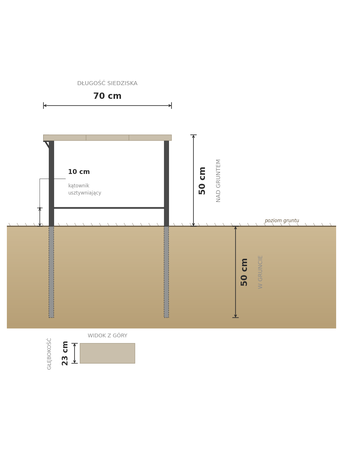 Banco de cementerio STANDARD 70 cm — acero inoxidable
